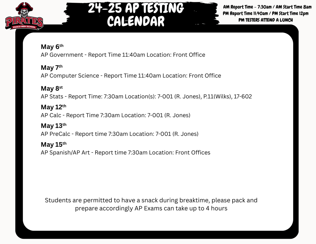 Cambridge Testing Calendar 2025 | Pasco High School